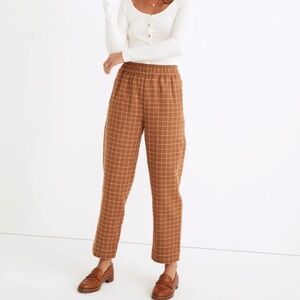 NWT Madewell Waffleback Pull-On High-Rise Tapered Pants in Windowpane